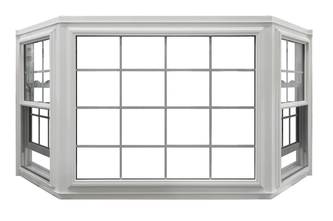 White bay window unit with three panels