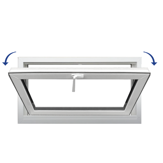 Small Okna hopper window tilting inward